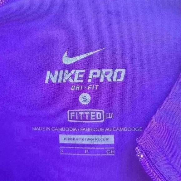 NIKE Pro dri-fit fitted 1/4 zip Pullover Purple / Orange Size Small - Picture 4 of 10